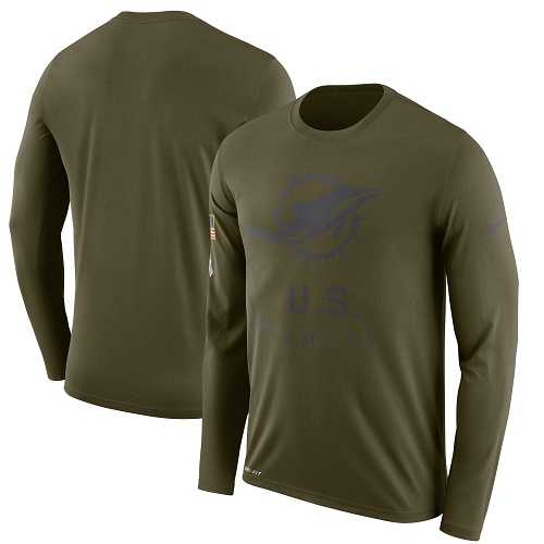 Men's Miami Dolphins Nike Olive Salute to Service Sideline Legend Performance Long Sleeve T-Shirt
