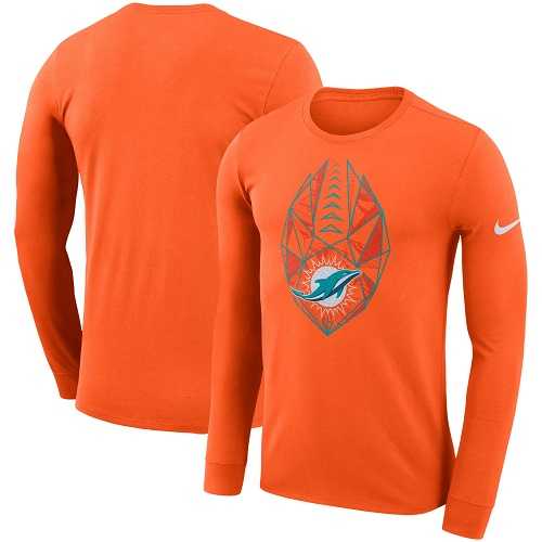 Men's Miami Dolphins Nike Orange Fan Gear Icon Performance Long Sleeve T-Shirt