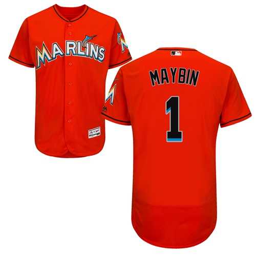 Men's Miami Marlins #1 Cameron Maybin Orange Flexbase Authentic Collection Stitched MLB Jersey