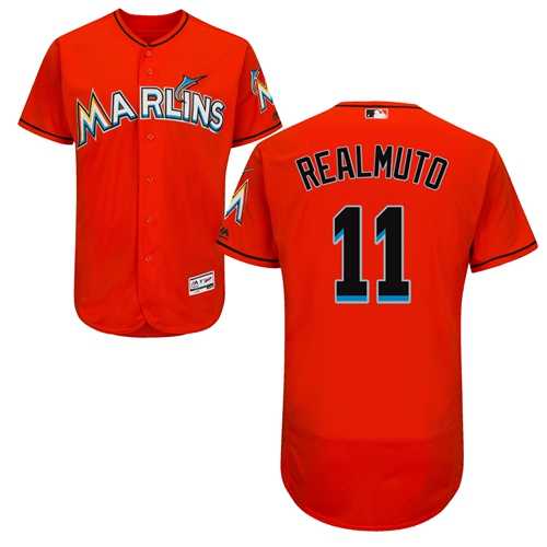 Men's Miami Marlins #11 JT Realmuto Orange Flexbase Authentic Collection Stitched MLB Jersey