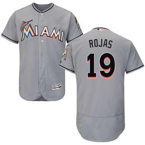 Men's Miami Marlins #19 Miguel Rojas Grey Flexbase Authentic Collection Stitched MLB Jersey