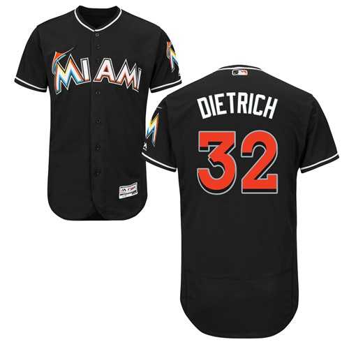 Men's Miami Marlins #32 Derek Dietrich Black Flexbase Authentic Collection Stitched Baseball Jersey