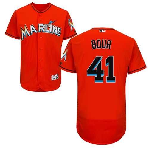 Men's Miami Marlins #41 Justin Bour Orange Flexbase Authentic Collection Stitched MLB Jersey