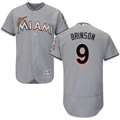Men's Miami Marlins #9 Lewis Brinson Grey Flexbase Authentic Collection Stitched MLB Jersey