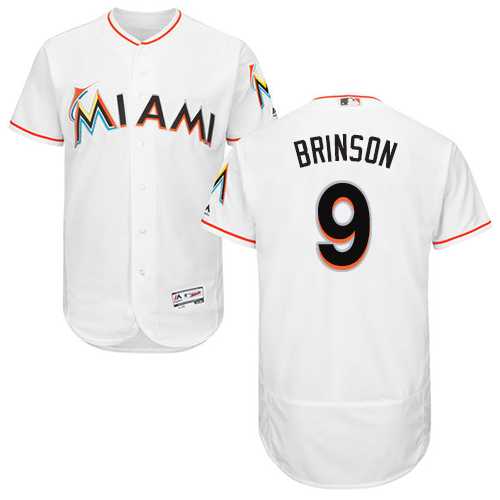 Men's Miami Marlins #9 Lewis Brinson White Flexbase Authentic Collection Stitched MLB Jersey