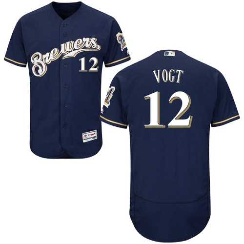Men's Milwaukee Brewers #12 Stephen Vogt Navy Blue Flexbase Authentic Collection Stitched MLB Men's Milwaukee Brewers #12 Stephen Vogt Navy Blue Flexbase Authentic Collection Stitched MLB