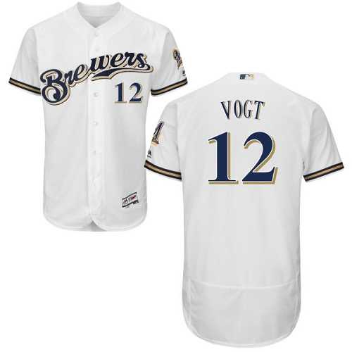 Men's Milwaukee Brewers #12 Stephen Vogt White Flexbase Authentic Collection Stitched MLB Men's Milwaukee Brewers #12 Stephen Vogt White Flexbase Authentic Collection Stitched MLB