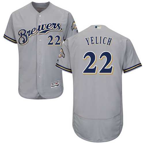 Men's Milwaukee Brewers #22 Christian Yelich Grey Flexbase Authentic Collection Stitched MLB