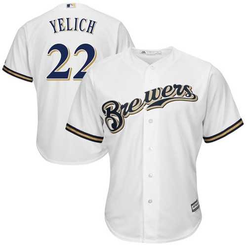Men's Milwaukee Brewers #22 Christian Yelich White New Cool Base Stitched MLB