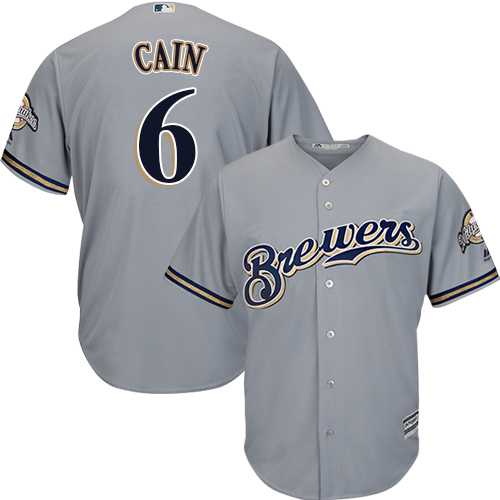 Men's Milwaukee Brewers #6 Lorenzo Cain Grey New Cool Base Stitched MLB