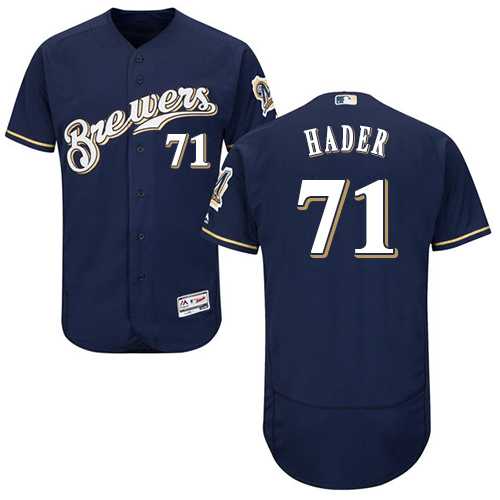 Men's Milwaukee Brewers #71 Josh Hader Navy Blue Flexbase Authentic Collection Stitched MLB Men's Milwaukee Brewers #71 Josh Hader Navy Blue Flexbase Authentic Collection Stitched MLB