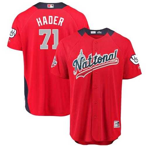 Men's Milwaukee Brewers #71 Josh Hader Red 2018 All-Star National League Stitched MLB