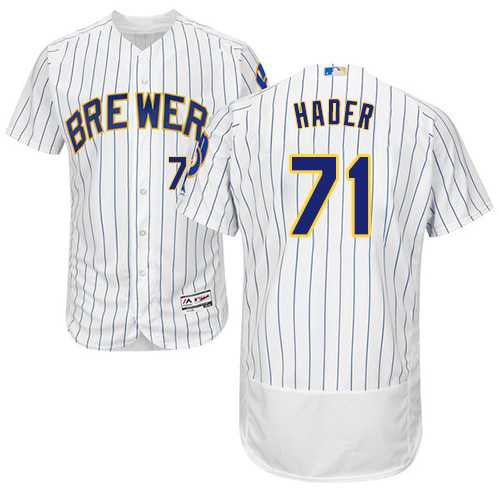 Men's Milwaukee Brewers #71 Josh Hader White Strip Flexbase Authentic Collection Stitched MLB