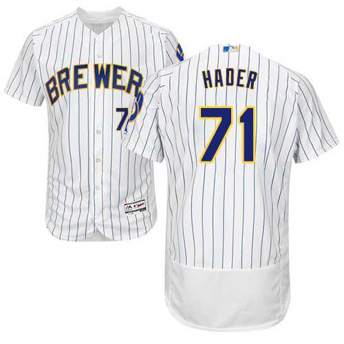 Men's Milwaukee Brewers #71 Josh Hader White Strip Flexbase Authentic Collection Stitched MLB Men's Milwaukee Brewers #71 Josh Hader White Strip Flexbase Authentic Collection Stitched MLB