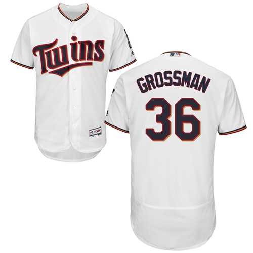 Men's Minnesota Twins #36 Robbie Grossman White Flexbase Authentic Collection Stitched MLB Jersey Men's Minnesota Twins #36 Robbie Grossman White Flexbase Authentic Collection Stitched MLB Jersey