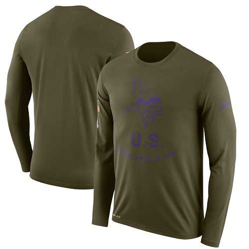 Men's Minnesota Vikings Nike Olive Salute to Service Sideline Legend Performance Long Sleeve T-Shirt