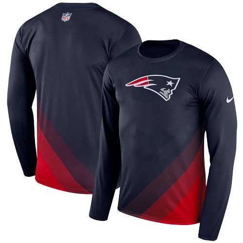 Men's New England Patriots Nike Navy Sideline Legend Prism Performance Long Sleeve T-Shirt
