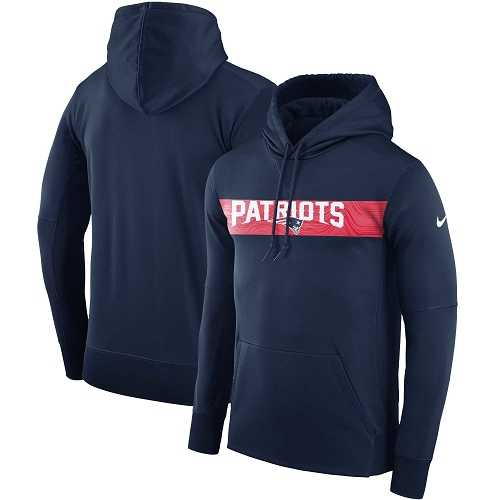 Men's New England Patriots Nike Navy Sideline Team Performance Pullover Hoodie