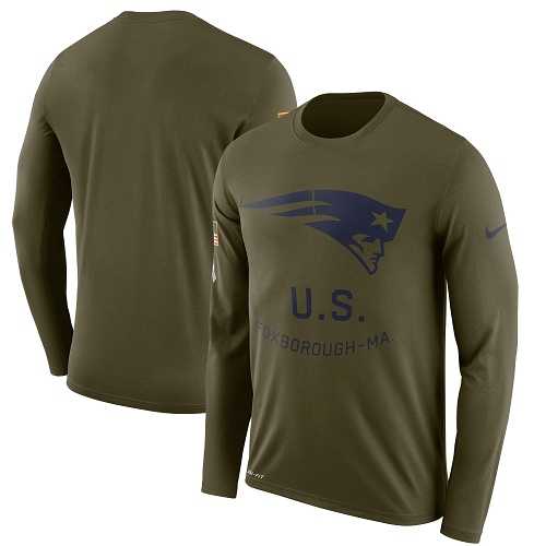 Men's New England Patriots Nike Olive Salute to Service Sideline Legend Performance Long Sleeve T-Shirt