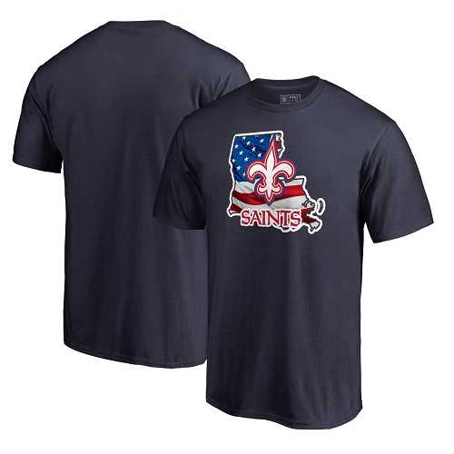 Men's New Orleans Saints NFL Pro Line by Fanatics Branded Navy Banner State T-Shirt