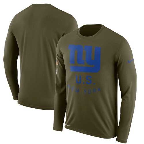 Men's New York Giants Nike Olive Salute to Service Sideline Legend Performance Long Sleeve T-Shirt