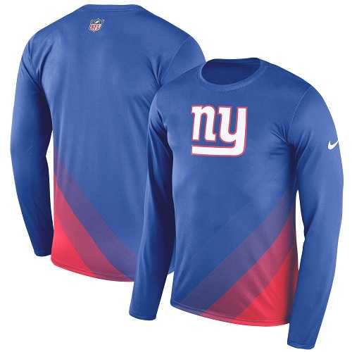 Men's New York Giants Nike Royal Sideline Legend Prism Performance Long Sleeve T-Shirt