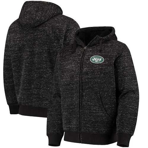 Men's New York Jets G-III Sports by Carl Banks Heathered Black Discovery Sherpa Full-Zip Jacket