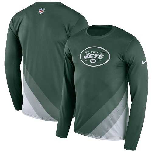 Men's New York Jets Nike Green Sideline Legend Prism Performance Long Sleeve T-Shirt