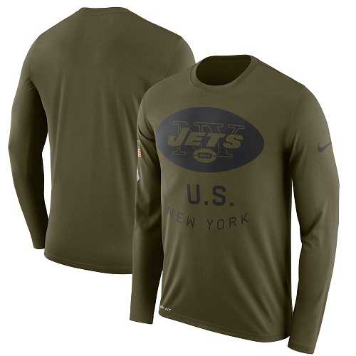 Men's New York Jets Nike Olive Salute to Service Sideline Legend Performance Long Sleeve T-Shirt