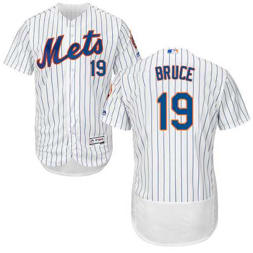 Men's New York Mets #19 Jay Bruce White(Blue Strip) Flexbase Authentic Collection Stitched MLB