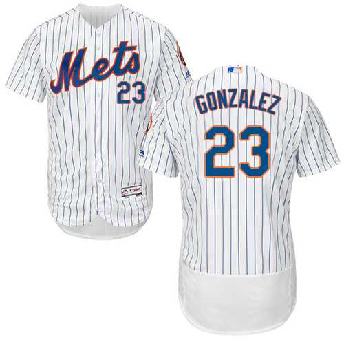 Men's New York Mets #23 Adrian Gonzalez White(Blue Strip) Flexbase Authentic Collection Stitched MLB