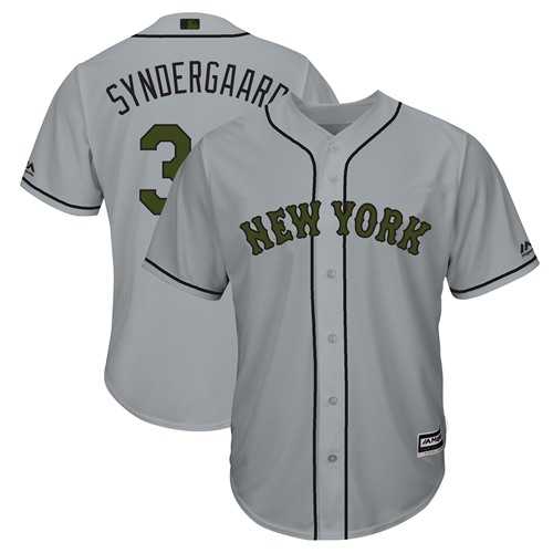 Men's New York Mets #34 Noah Syndergaard Grey New Cool Base 2018 Memorial Day Stitched MLB Jersey