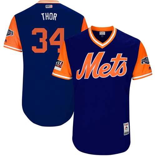 Men's New York Mets #34 Noah Syndergaard Royal Thor Players Weekend Authentic Stitched MLB