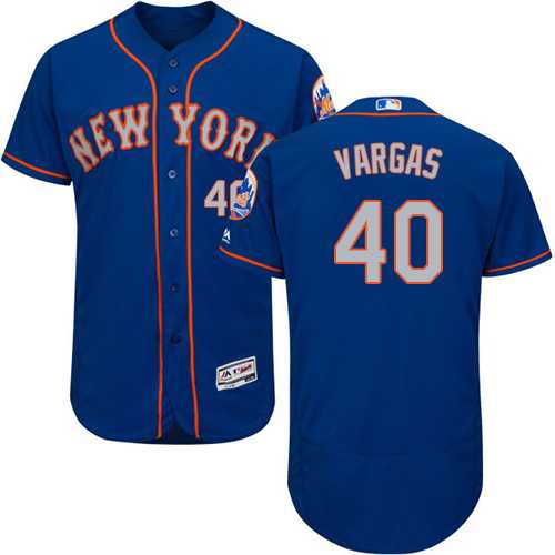 Men's New York Mets #40 Jason Vargas Blue(Grey NO.) Flexbase Authentic Collection Stitched MLB Jersey
