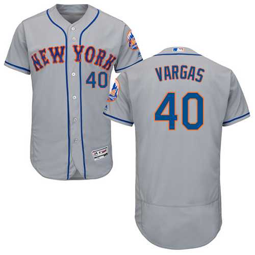Men's New York Mets #40 Jason Vargas Grey Flexbase Authentic Collection Stitched MLB Jersey