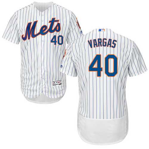Men's New York Mets #40 Jason Vargas White(Blue Strip) Flexbase Authentic Collection Stitched MLB Jersey