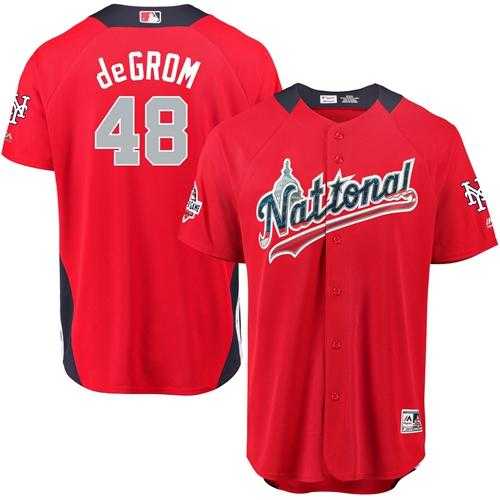 Men's New York Mets #48 Jacob DeGrom Red 2018 All-Star National League Stitched MLB