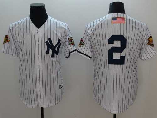 Men's New York Yankees #2 Derek Jeter White Strip New Cool Base 2001 World Series Stitched MLB Jersey