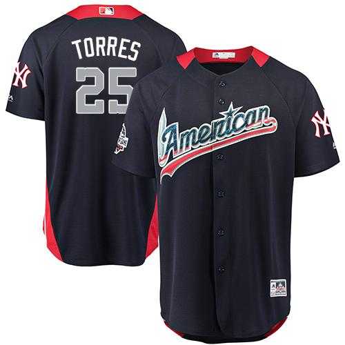 Men's New York Yankees #25 Gleyber Torres Navy Blue 2018 All-Star American League Stitched MLB Jersey