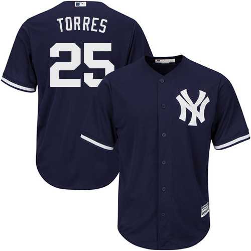 Men's New York Yankees #25 Gleyber Torres Navy Blue New Cool Base Stitched MLB Jersey
