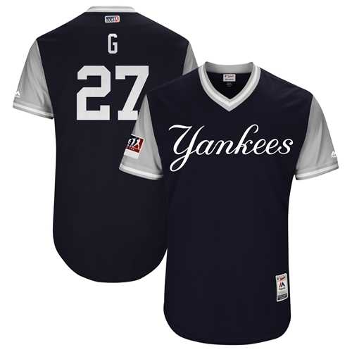 Men's New York Yankees #27 Giancarlo Stanton Navy G Players Weekend Authentic Stitched MLB