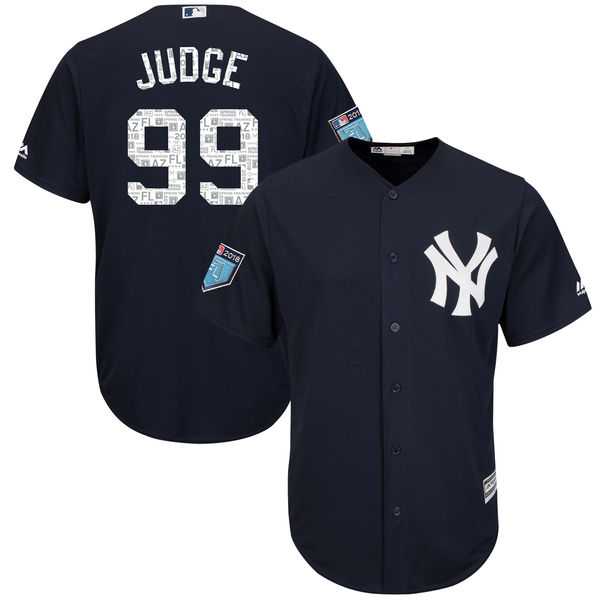 Men's New York Yankees #99 Aaron Judge Majestic Navy 2018 Spring Training Cool Base Player Jersey