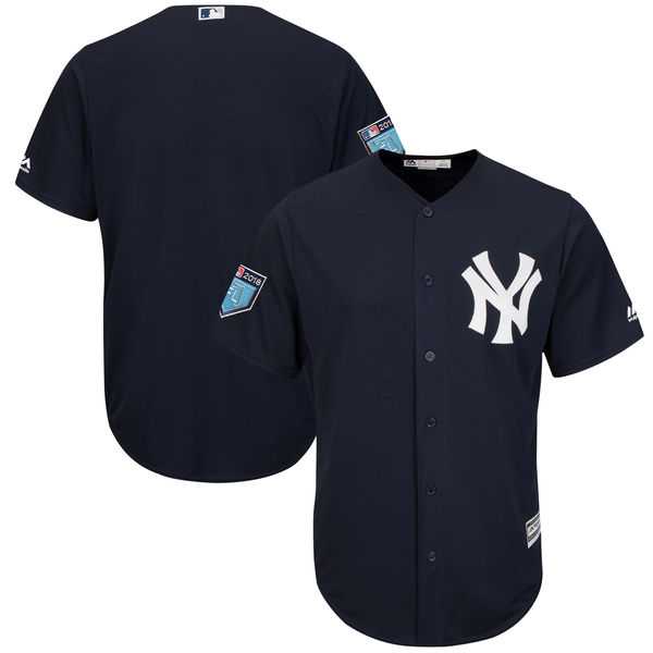 Men's New York Yankees Customized Majestic Navy 2018 Spring Training Cool Base Team Jersey