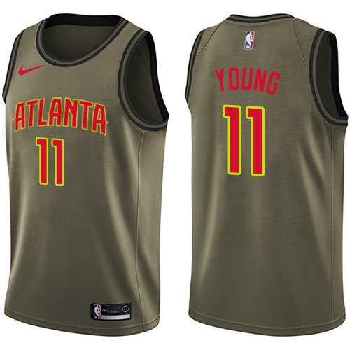Men's Nike Atlanta Hawks #11 Trae Young Green NBA Swingman Salute to Service Jersey
