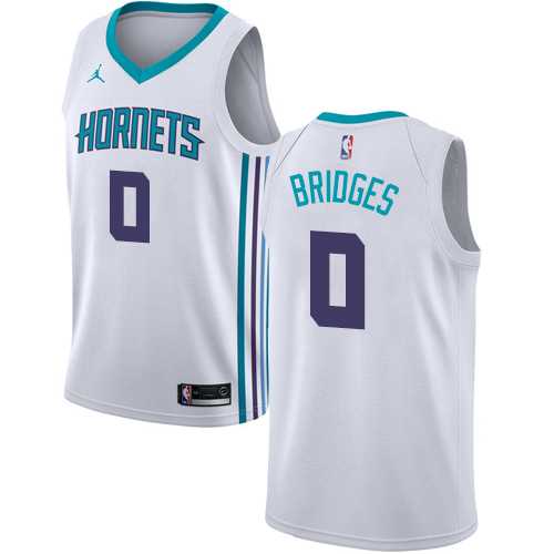 Men's Nike Charlotte Hornets #0 Miles Bridges White NBA Jordan Swingman Association Edition Jersey