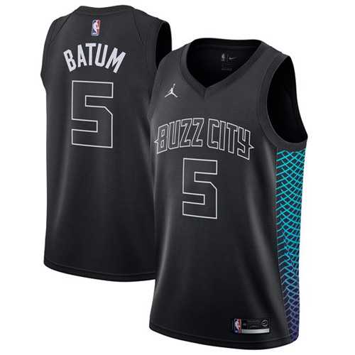 Men's Nike Charlotte Hornets #5 Nicolas Batum Black NBA Jordan Swingman City Edition Jersey