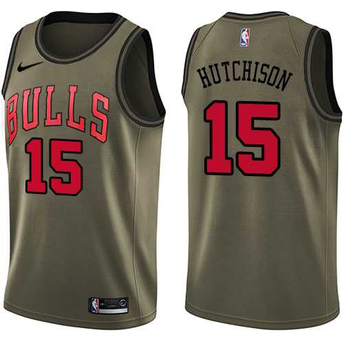 Men's Nike Chicago Bulls #15 Chandler Hutchison Green NBA Swingman Salute to Service Jersey