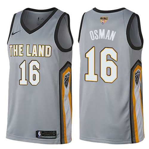 Men's Nike Cleveland Cavaliers #16 Cedi Osman Gray The Finals Patch NBA Swingman City Edition Jersey