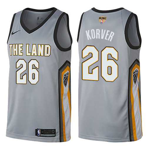 Men's Nike Cleveland Cavaliers #26 Kyle Korver Gray The Finals Patch NBA Swingman City Edition Jersey