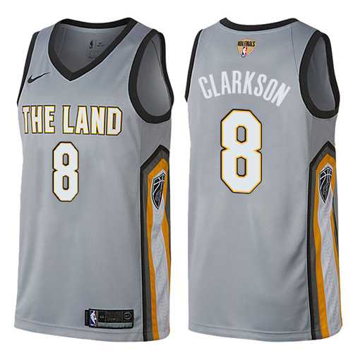 Men's Nike Cleveland Cavaliers #8 Jordan Clarkson Gray The Finals Patch NBA Swingman City Edition Jersey